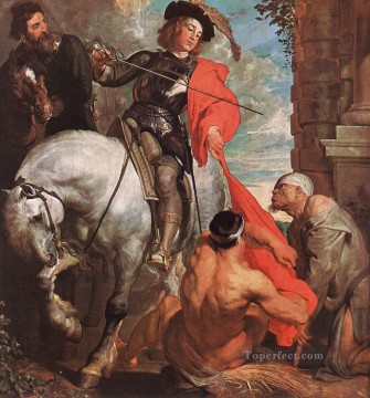  Martin Oil Painting - St Martin Dividing his Cloak Baroque court painter Anthony van Dyck